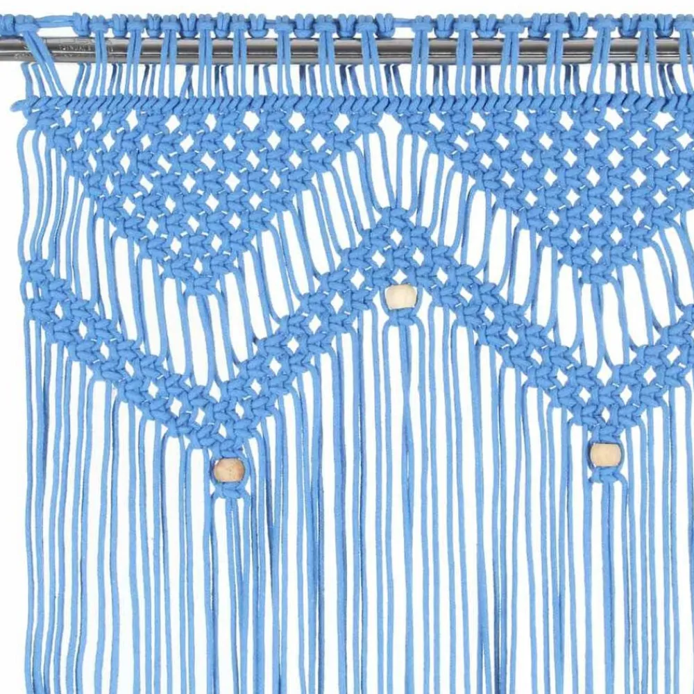 vidaXL Cortina de macramé algodón 140x240 cm Azul Best