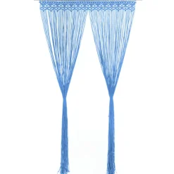 vidaXL Cortina de macramé algodón 140x240 cm Azul Discount