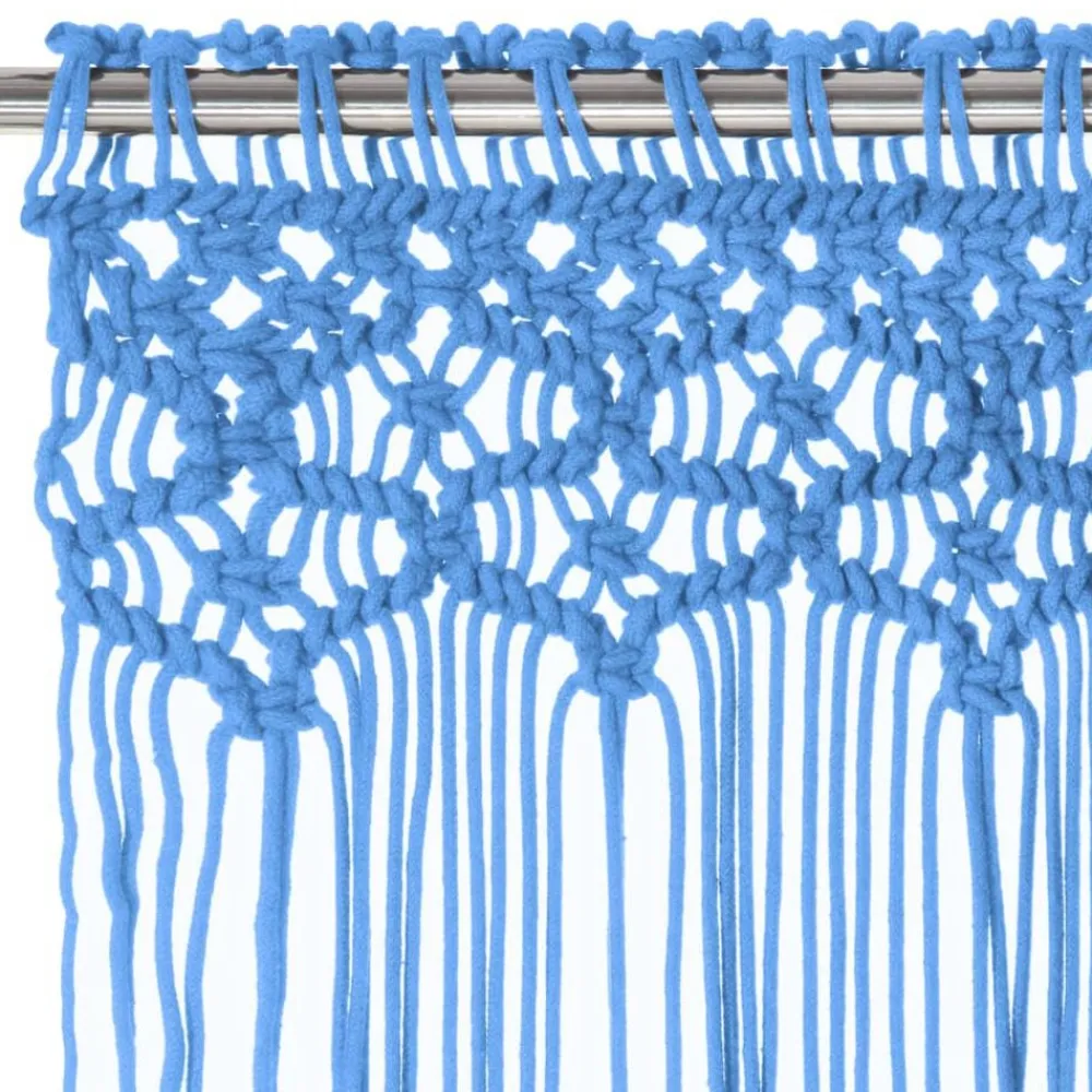 vidaXL Cortina de macramé algodón 140x240 cm Azul Discount