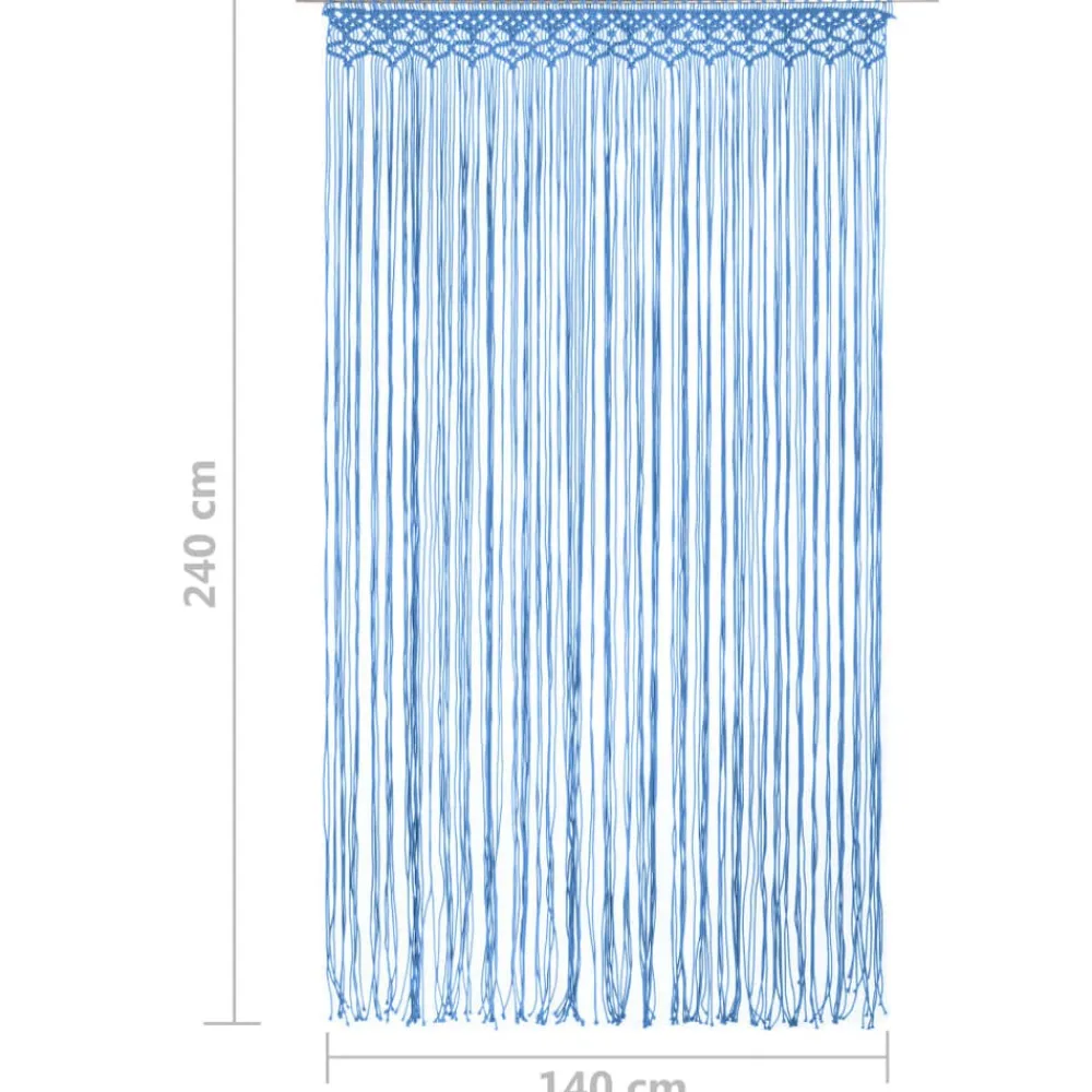 vidaXL Cortina de macramé algodón 140x240 cm Azul Discount