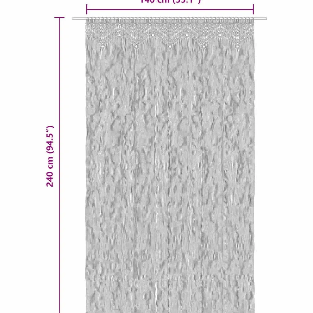 vidaXL Decoración-Cortina de macramé algodón 140x240 cm