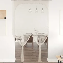 vidaXL Cortina de macramé algodón 140x240 cm Crema Outlet