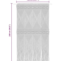 vidaXL Cortina de macramé algodón 140x240 cm Crema Outlet