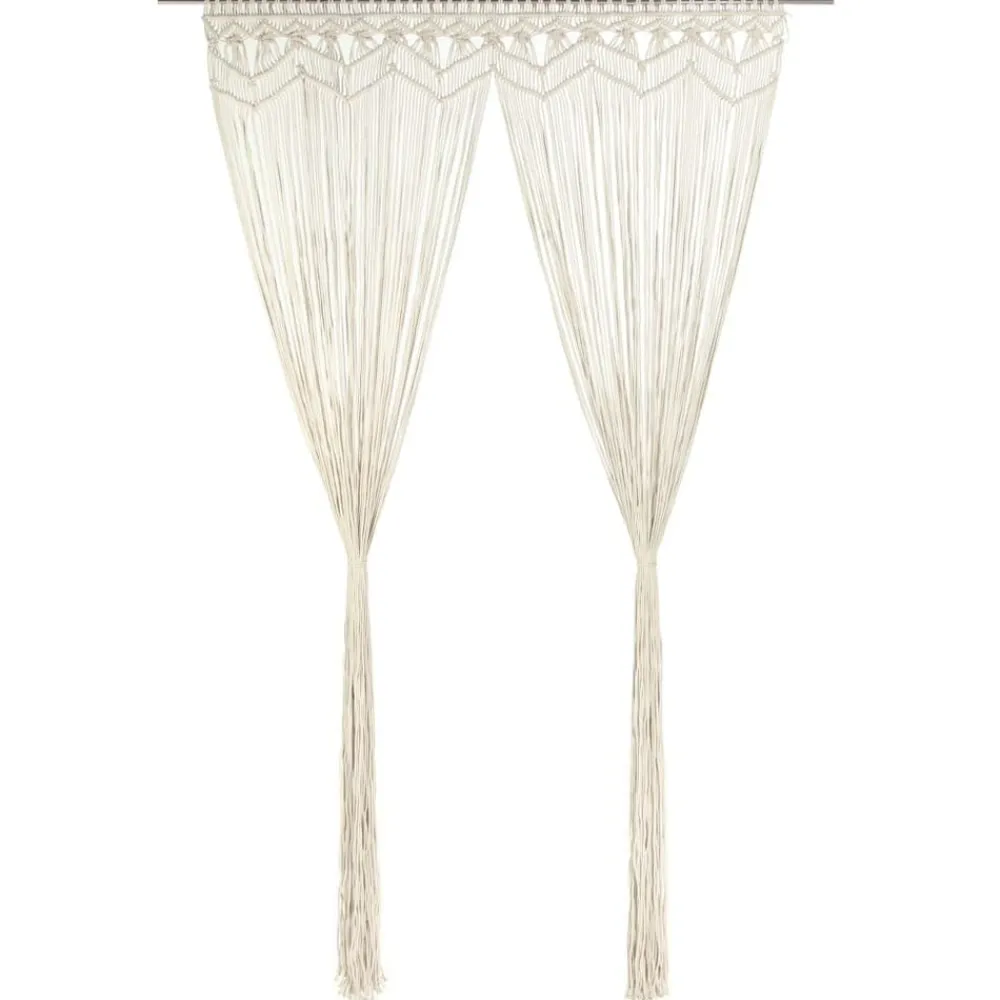 vidaXL Cortina de macramé algodón 140x240 cm Crema New