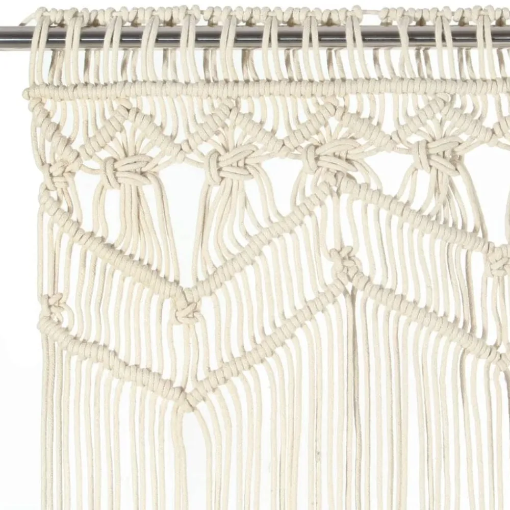 vidaXL Cortina de macramé algodón 140x240 cm Crema New