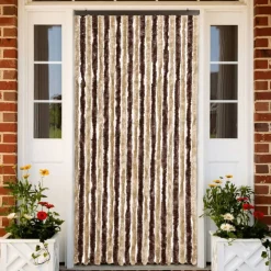 vidaXL Decoración-Cortina mosquitera beige y marrón claro chenilla 90x220 cm