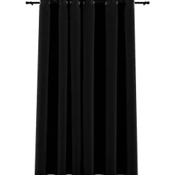vidaXL Cortina opaca con ojales look de lino 290x245 cm Negro Sale