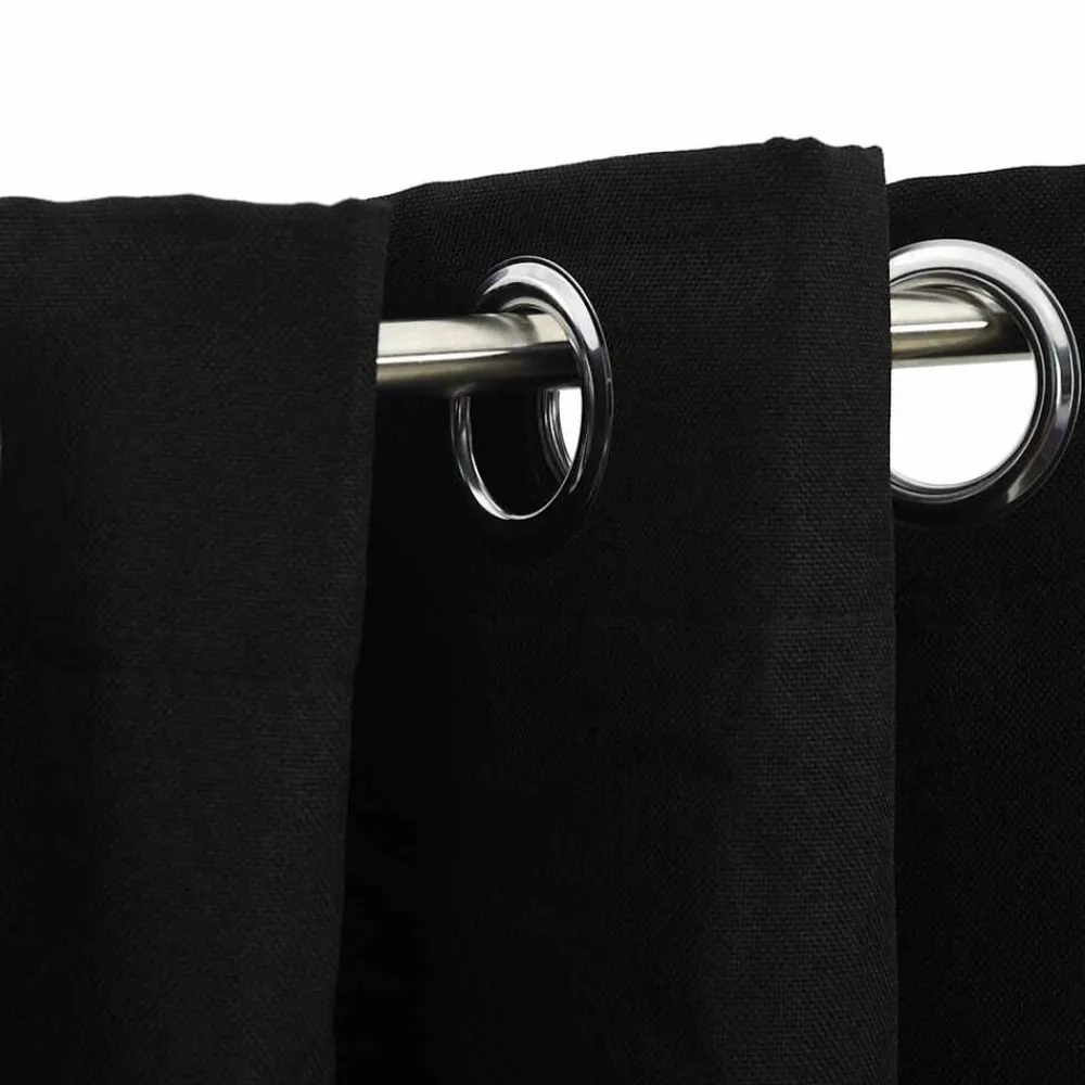 vidaXL Cortina opaca con ojales look de lino 290x245 cm Negro Sale