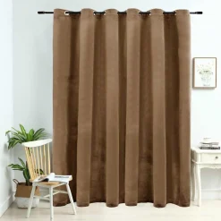 vidaXL Cortina opaca con anillas de metal terciopelo 290x245 cm Beige Hot