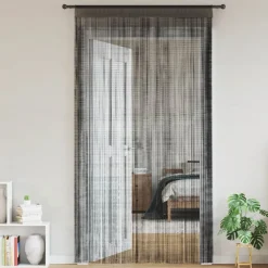 vidaXL Decoración-Cortinas de flecos 2 piezas 100x250 cm negras