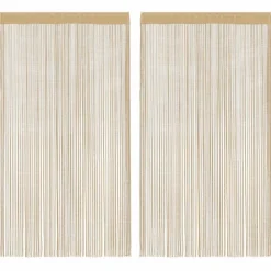 vidaXL Cortinas de flecos 2 piezas 100x250 cm Beige Sale