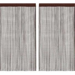 vidaXL Decoración-Cortinas de flecos 2 piezas 100x250 cm marrón