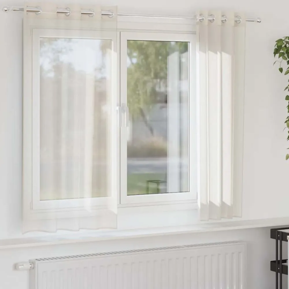 vidaXL Decoración-Cortinas de gasa con ojales 2 uds 140x140 cm