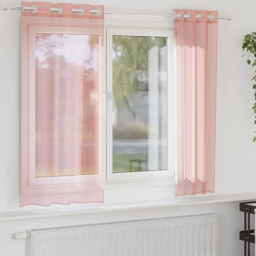 vidaXL Cortinas de gasa con ojales 2 uds 140x140 cm Rosa Best