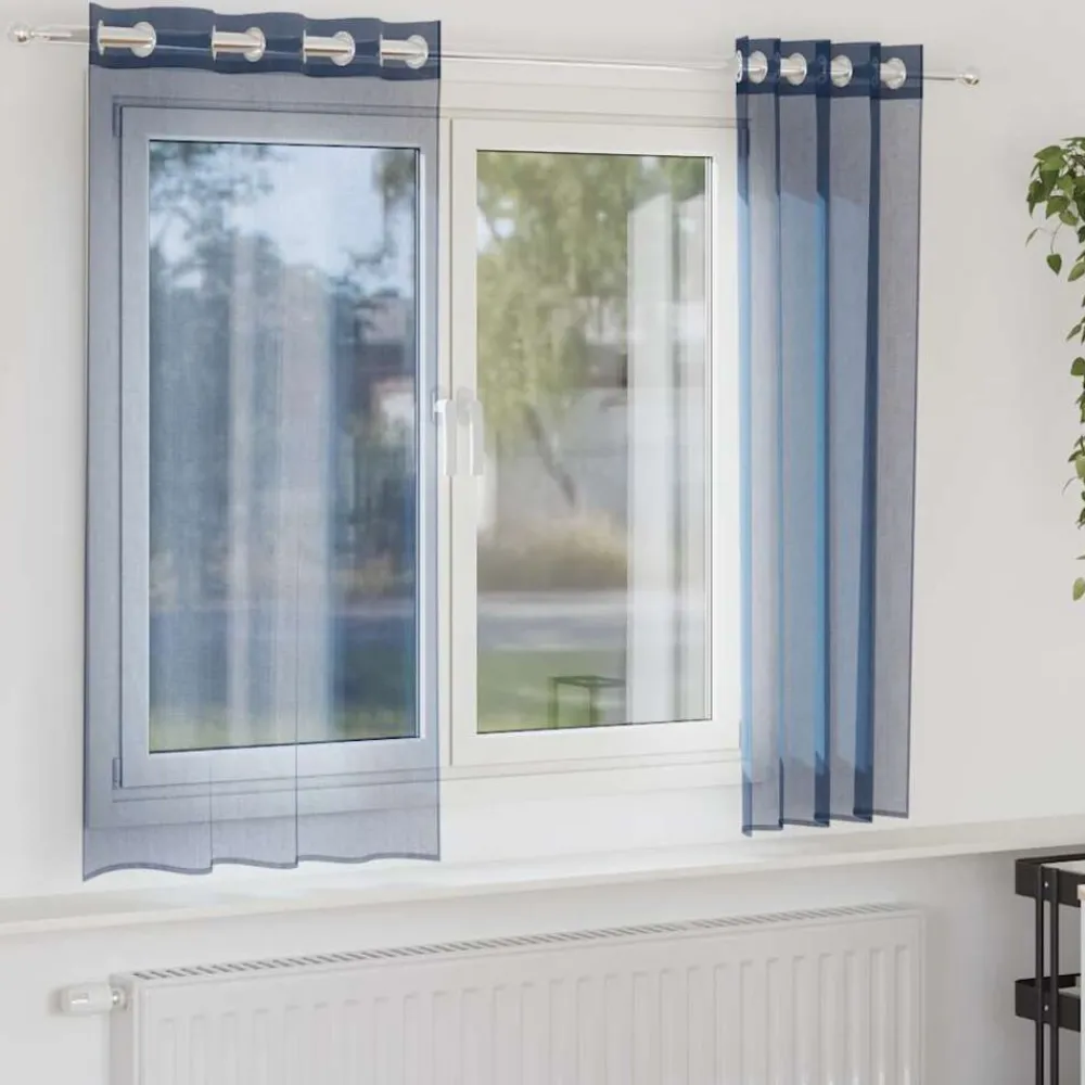 vidaXL Cortinas de gasa con ojales 2 uds Azul real Sale