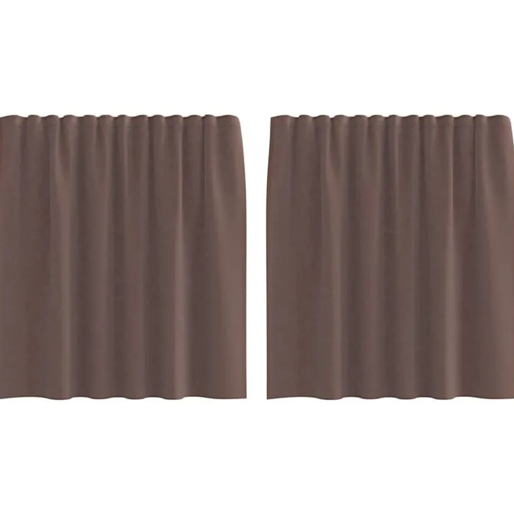 vidaXL Decoración-Cortinas de gasa con trabillas 2 uds. marrón