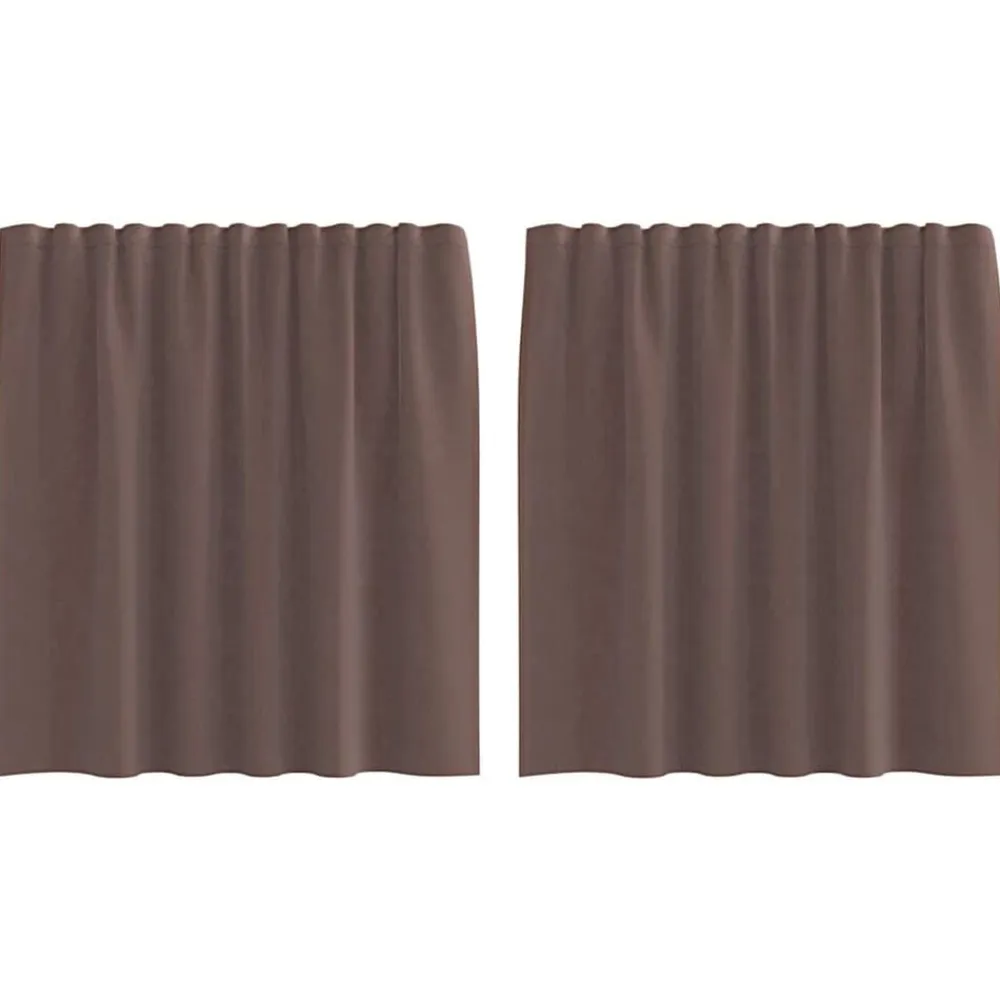 vidaXL Cortinas de gasa con bolsillos para varillas 2 uds. marrón Marrón