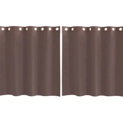 vidaXL Cortinas de gasa con ojales 2 uds marrón 140x140 cm Marrón Clearance
