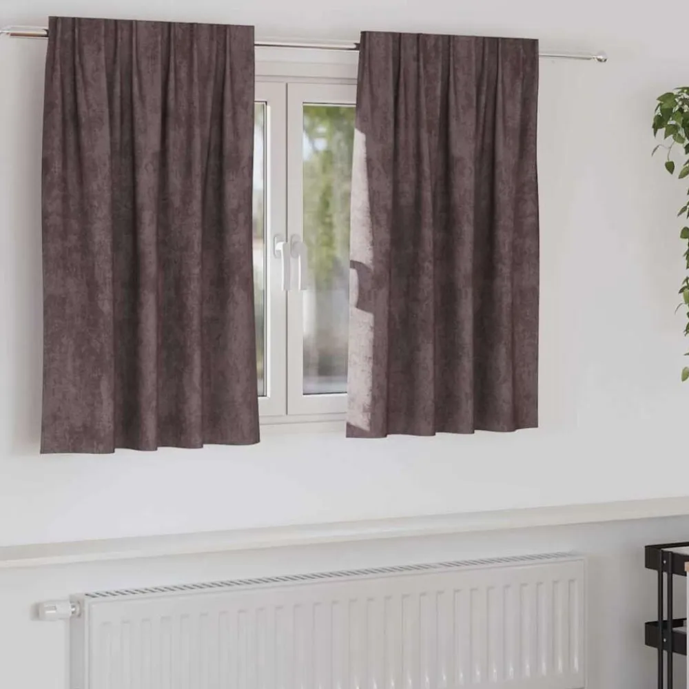 vidaXL Cortinas de Terciopelo 2 pcs Marrón 140 x 140 cm Terciopelo Marrón New