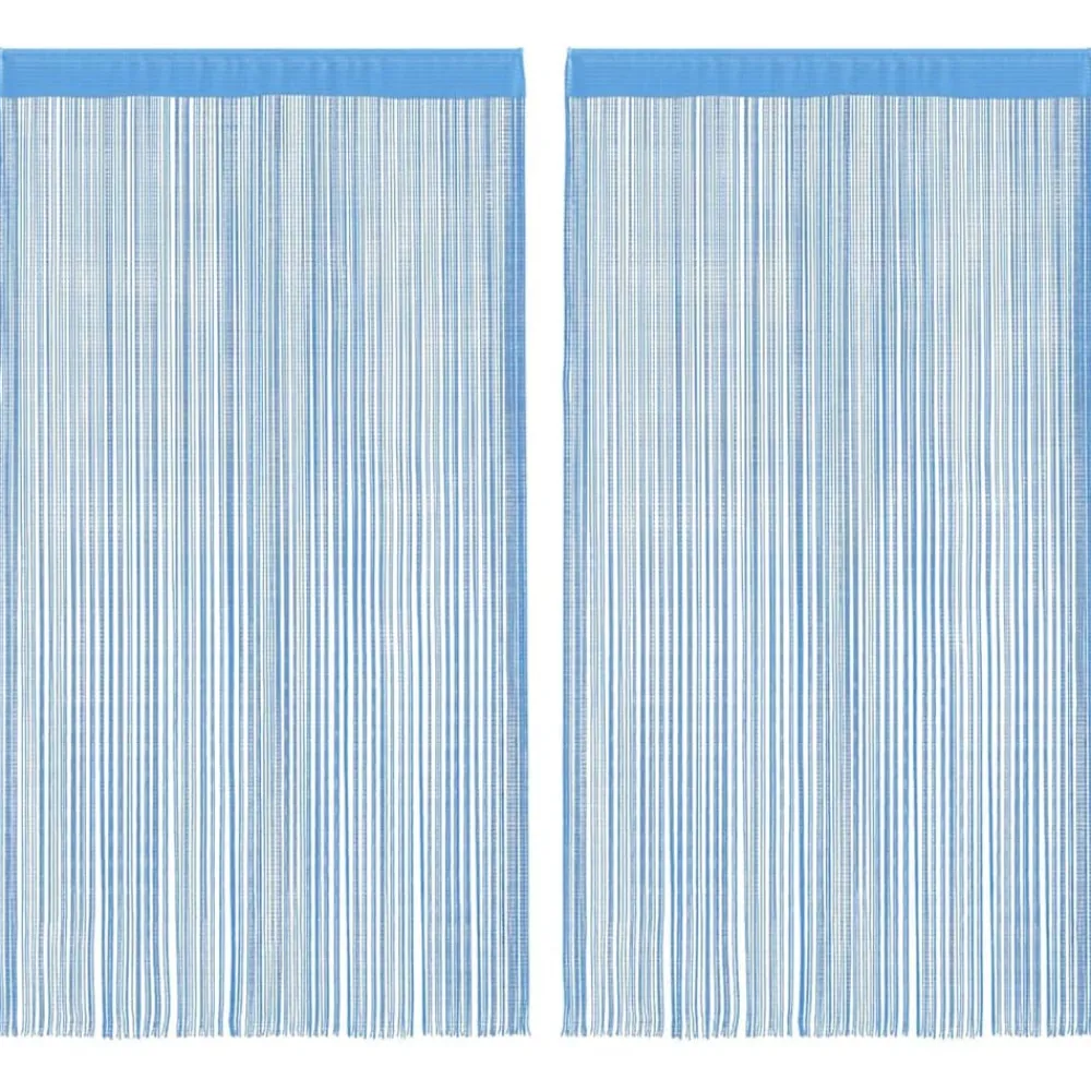 vidaXL Cortinas de tiras 2 uds 100x250 cm Azul claro Outlet