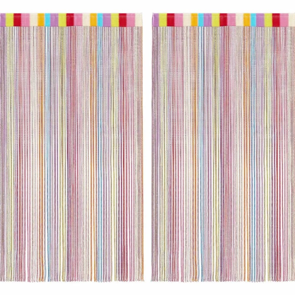 vidaXL Cortinas de tiras 2 uds 100x250 cm Multicolor Discount