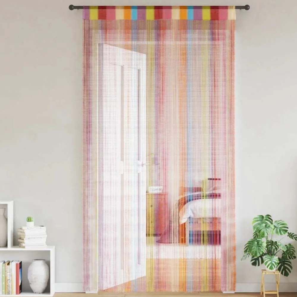 vidaXL Cortinas de tiras 2 uds 100x250 cm Multicolor Discount