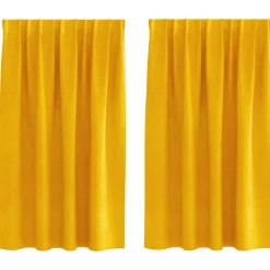 vidaXL Cortinas opacas 2 pcs 140 x 140 cm Terciopelo Amarillo mostaza Sale