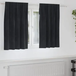 vidaXL Cortinas opacas 2 pcs 140 x 140 cm Terciopelo Negro Hot