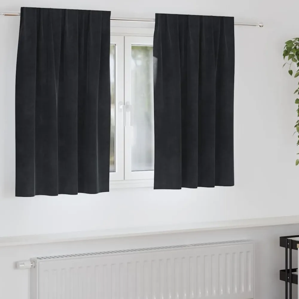 vidaXL Cortinas opacas 2 pcs 140 x 140 cm Terciopelo Negro Hot