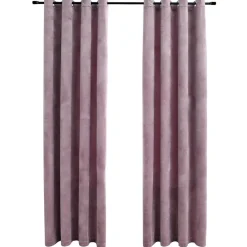 vidaXL Decoración-Cortinas opacas anillas 2 uds terciopelo rosa viejo 140x175 cm