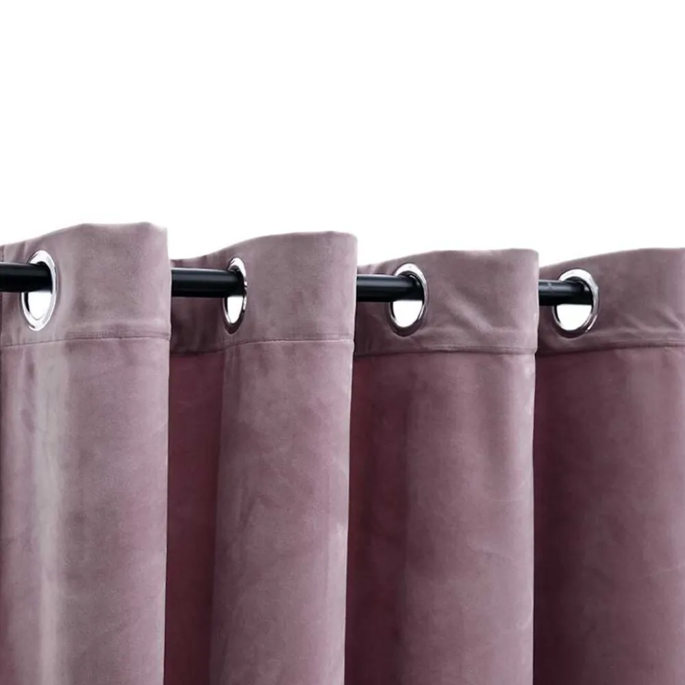 vidaXL Decoración-Cortinas opacas anillas 2 uds terciopelo rosa viejo 140x175 cm