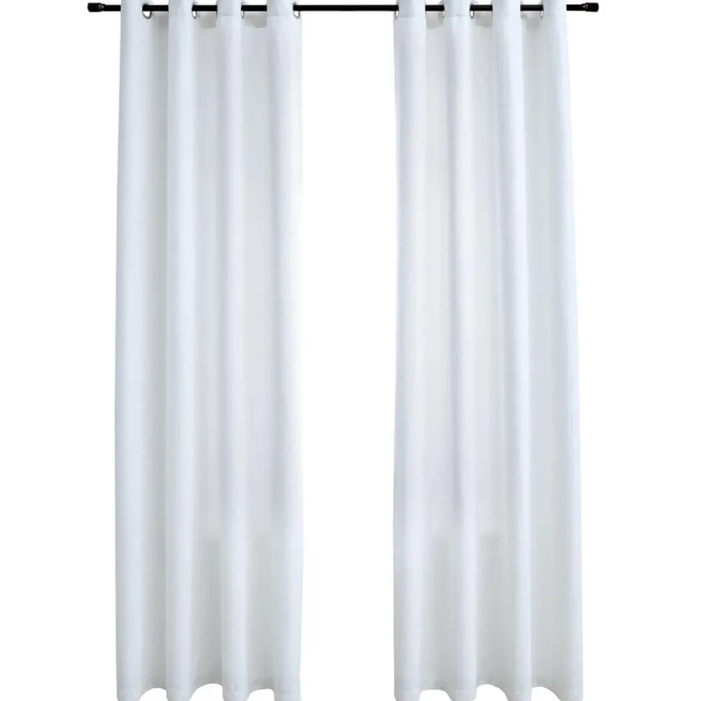 vidaXL Cortinas opacas anillas de metal 2 pzs 140x175 cm Blanco crudo Best