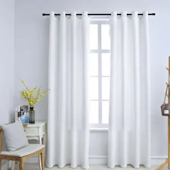 vidaXL Cortinas opacas anillas de metal 2 pzs 140x175 cm Blanco crudo Best