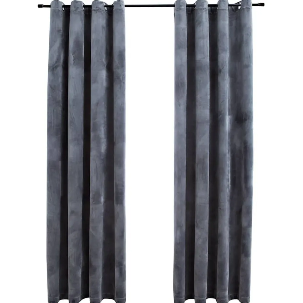 vidaXL Cortinas opacas anillas 2 uds terciopelo 140x175 cm Antracita Discount