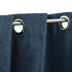 vidaXL Cortinas opacas con ojales look de lino 2 pzas 140x175 cm Azul New
