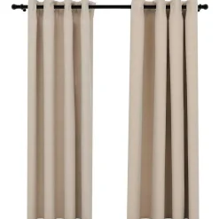 vidaXL Cortinas opacas con ojales look de lino 2 pzas 140x175 cm Beige Sale