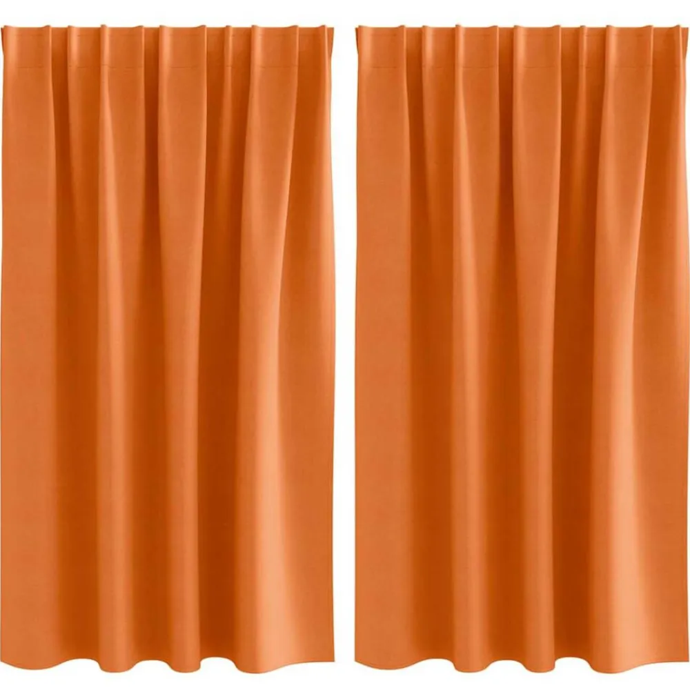 vidaXL Cortinas Opacas con Anillas 2 pcs Naranja brillante New