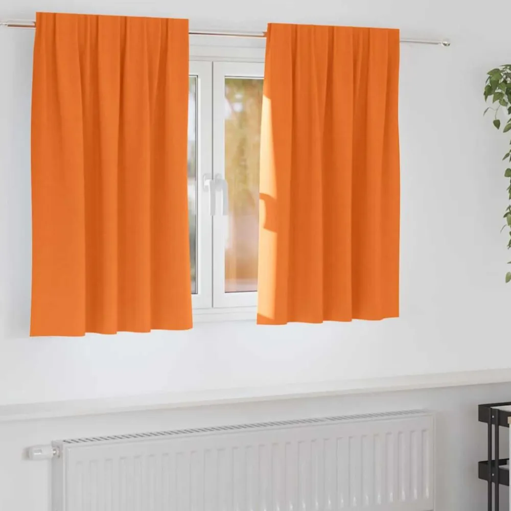 vidaXL Cortinas Opacas con Anillas 2 pcs Naranja brillante New