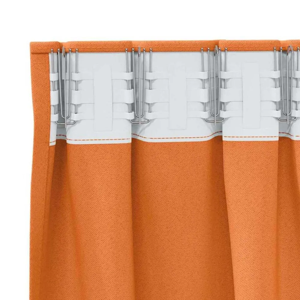 vidaXL Cortinas Opacas con Anillas 2 pcs Naranja brillante New