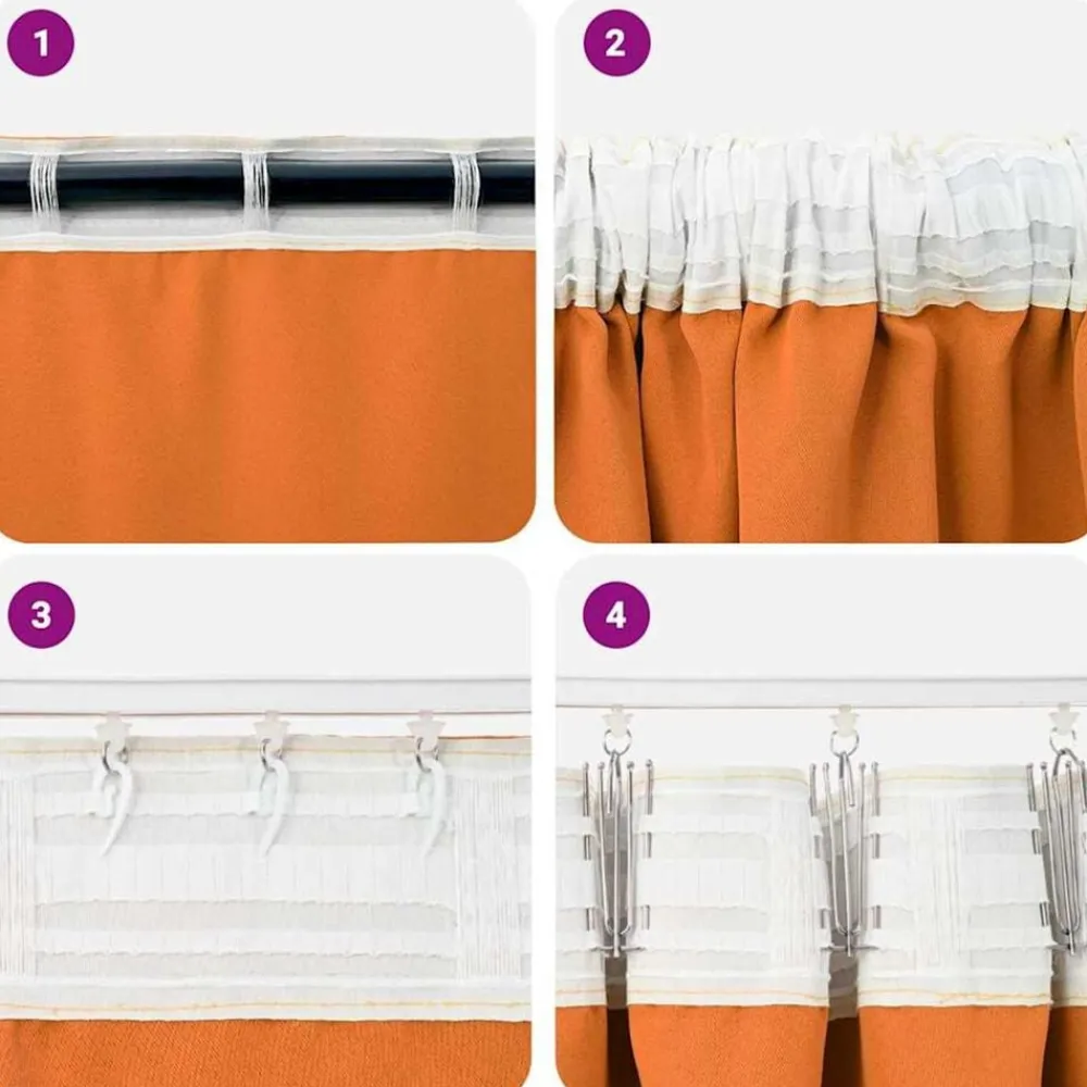 vidaXL Cortinas Opacas con Anillas 2 pcs Naranja brillante New