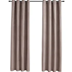 vidaXL Cortinas opacas con anillas de metal 2 pzs gris topo 140x175 cm Taupé New