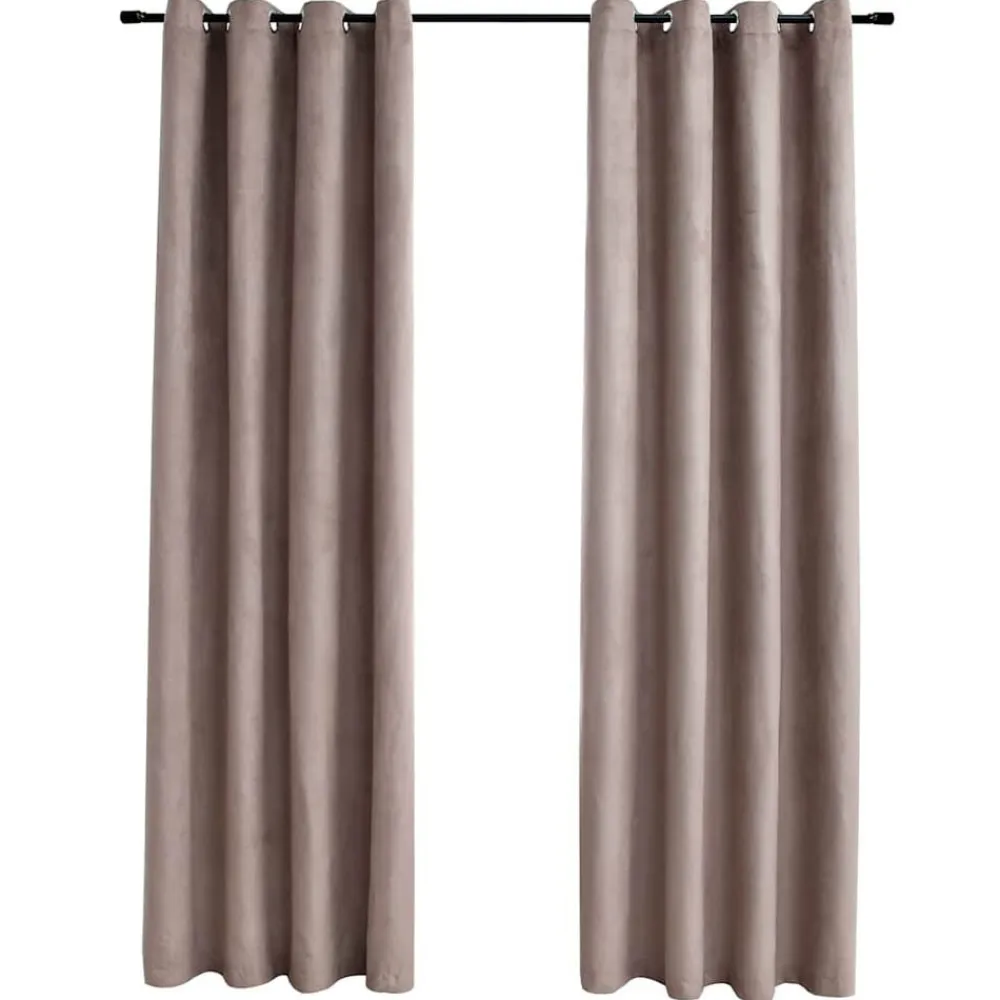 vidaXL Cortinas opacas con anillas de metal 2 pzs gris topo 140x175 cm Taupé New