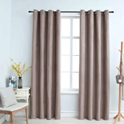 vidaXL Cortinas opacas con anillas de metal 2 pzs gris topo 140x175 cm Taupé New