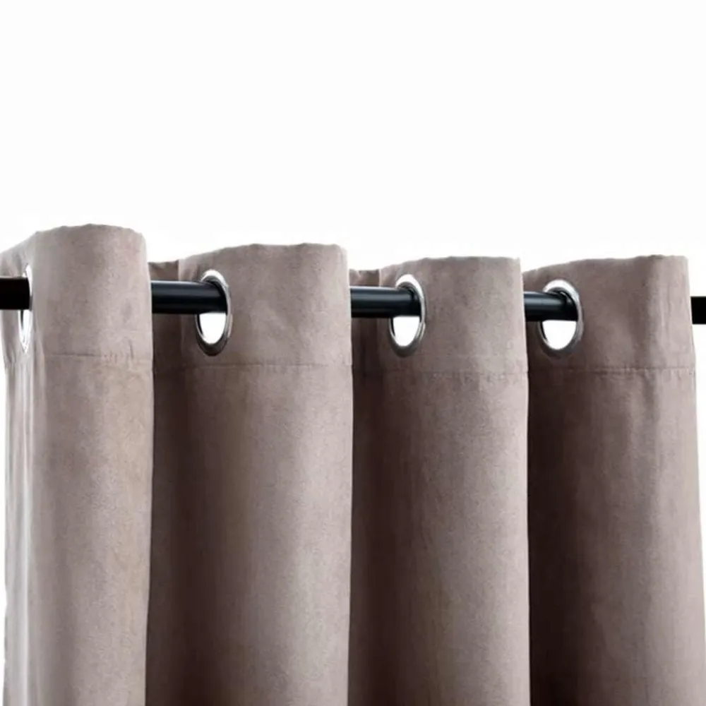 vidaXL Cortinas opacas con anillas de metal 2 pzs gris topo 140x175 cm Taupé New