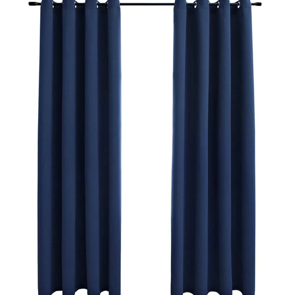vidaXL Decoración-Cortinas opacas con anillas de metal 2 uds 140x175 cm