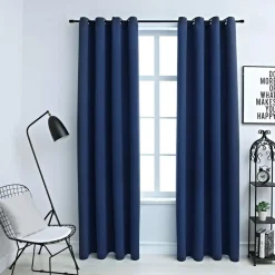 vidaXL Decoración-Cortinas opacas con anillas de metal 2 uds 140x175 cm