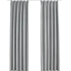 vidaXL Cortinas opacas con ganchos 2 piezas 140x175 cm Gris Outlet