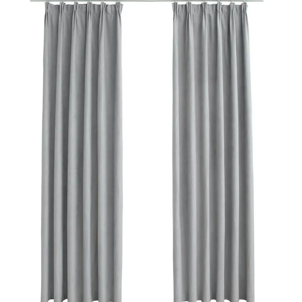 vidaXL Cortinas opacas con ganchos 2 piezas 140x175 cm Gris Outlet
