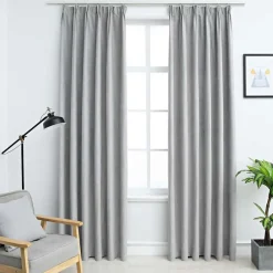 vidaXL Cortinas opacas con ganchos 2 piezas 140x175 cm Gris Outlet