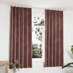 vidaXL Cortinas opacas ganchos 2 pzas terciopelo rosa viejo 140x175 cm Rosa antiguo Discount
